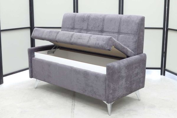 Кухонный прямой диван Авалон с ящиком (антивандальный, ножки хром) - Кухонные диваны