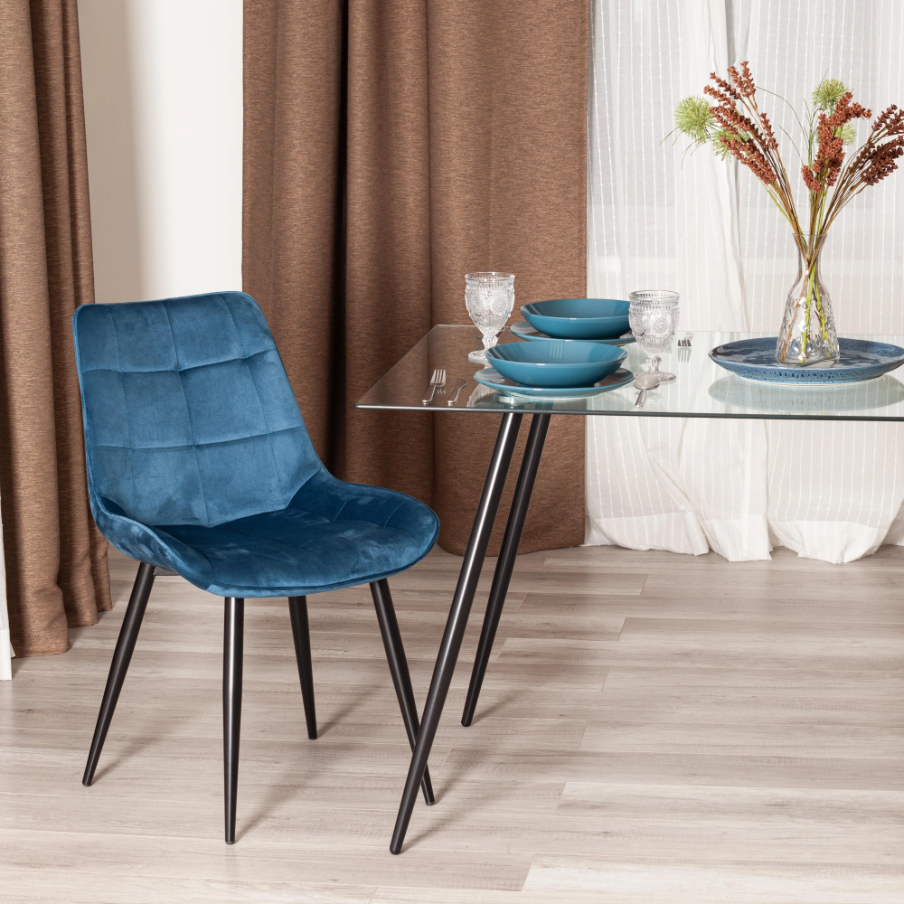 Стул ABRUZZO ( mod. 8060 ) - металл/велюр, 54 х 62 х 83 см, синий (HLR 63)/черный