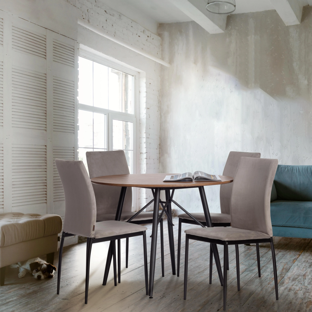 Стул CAPRI (mod. BC565-DC) - металл, флок, 43 х 53 х 92 см, Light grey (светло-серый) HLR14 / черный