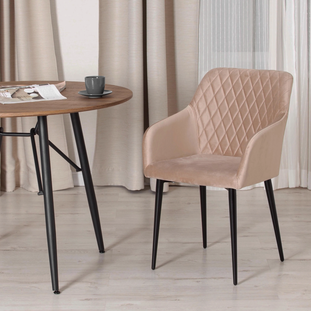 Кресло BREMO (mod. 708) - ткань/металл, 58х55х83 см, высота до сиденья 48 см, бежевый barkhat 5/черный