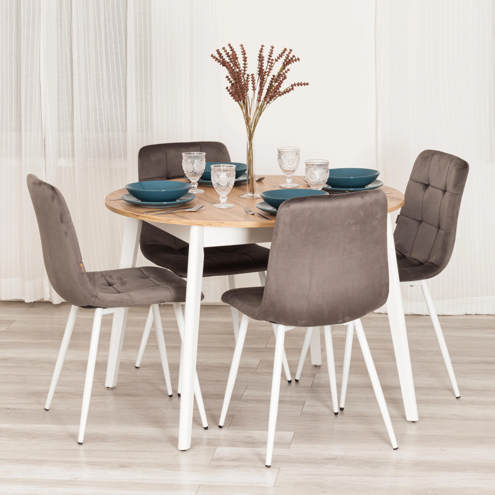 Стул CHILLY (mod. JSC-220) - Велюр/металл , 44,5х52,5х88 см, Dark grey (темно-серый) HLR24 / белый