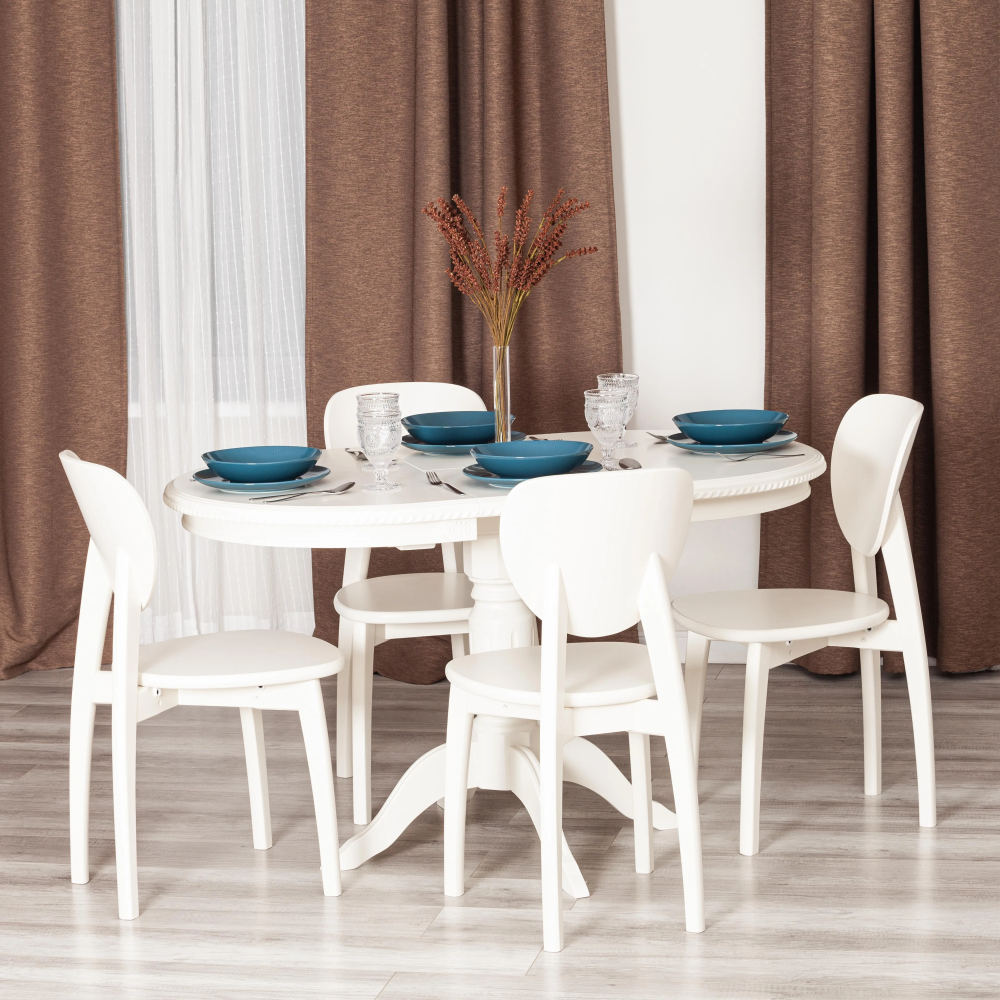 Стол STEFANO - бук, мдф, 100+30x80x77см, Ivory white