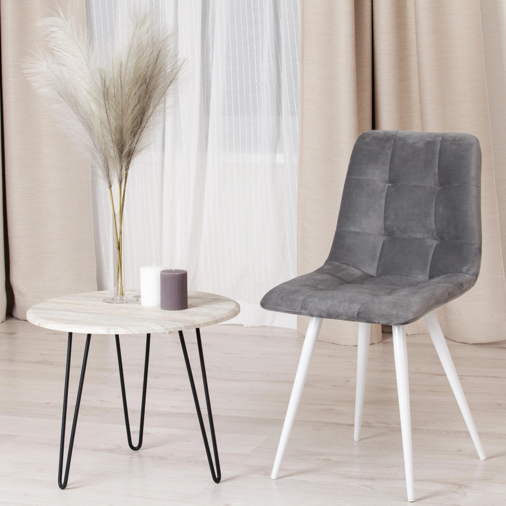 Стул CHILLY (mod. 7095-1) - ткань/металл, 45x53х88 см, высота до сиденья 50 см, серый barkhat 26/белый