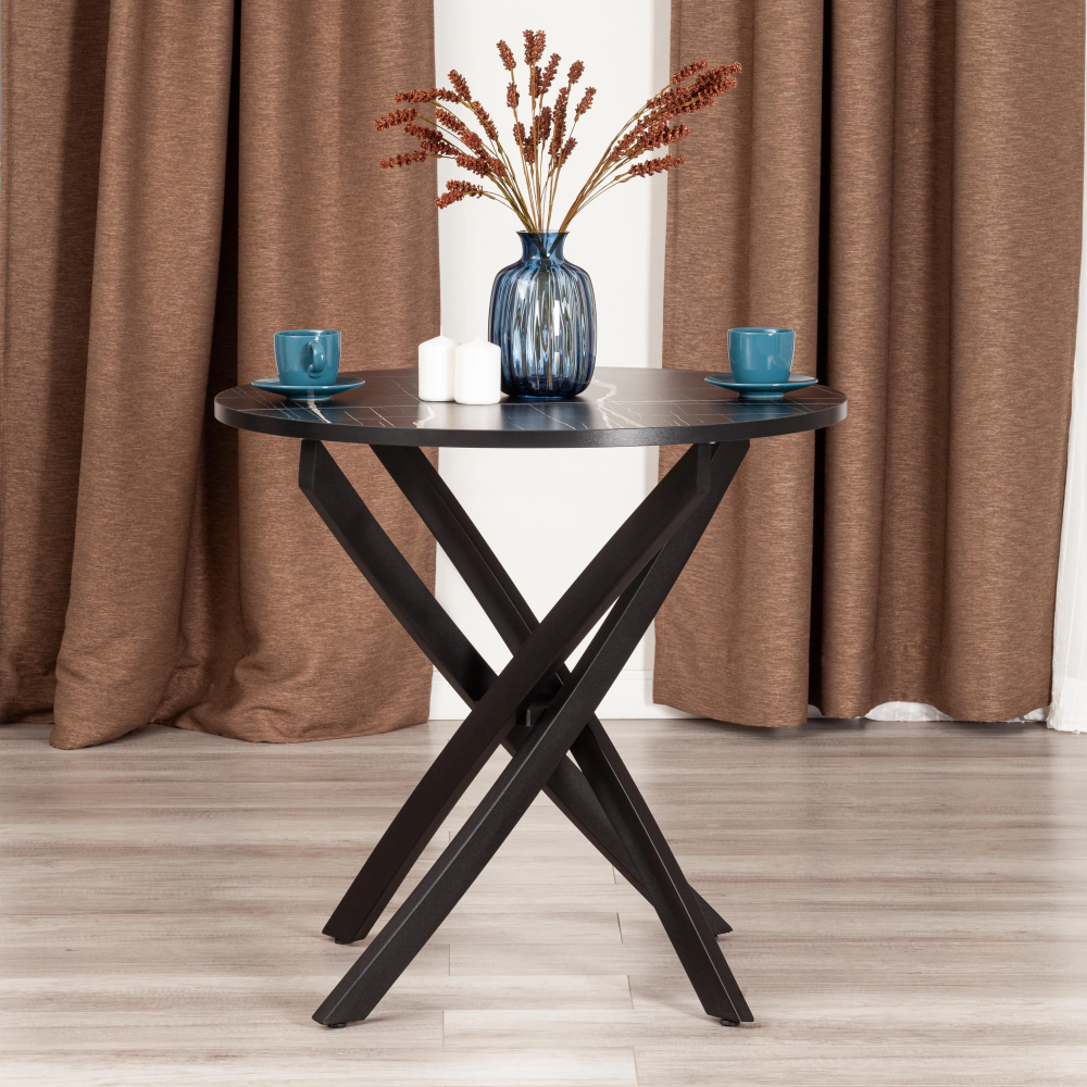 Стол MANZANA - ЛДСП/HPL/металл, 80 х 80 х 75 см, Мрамор чёрный/чёрный