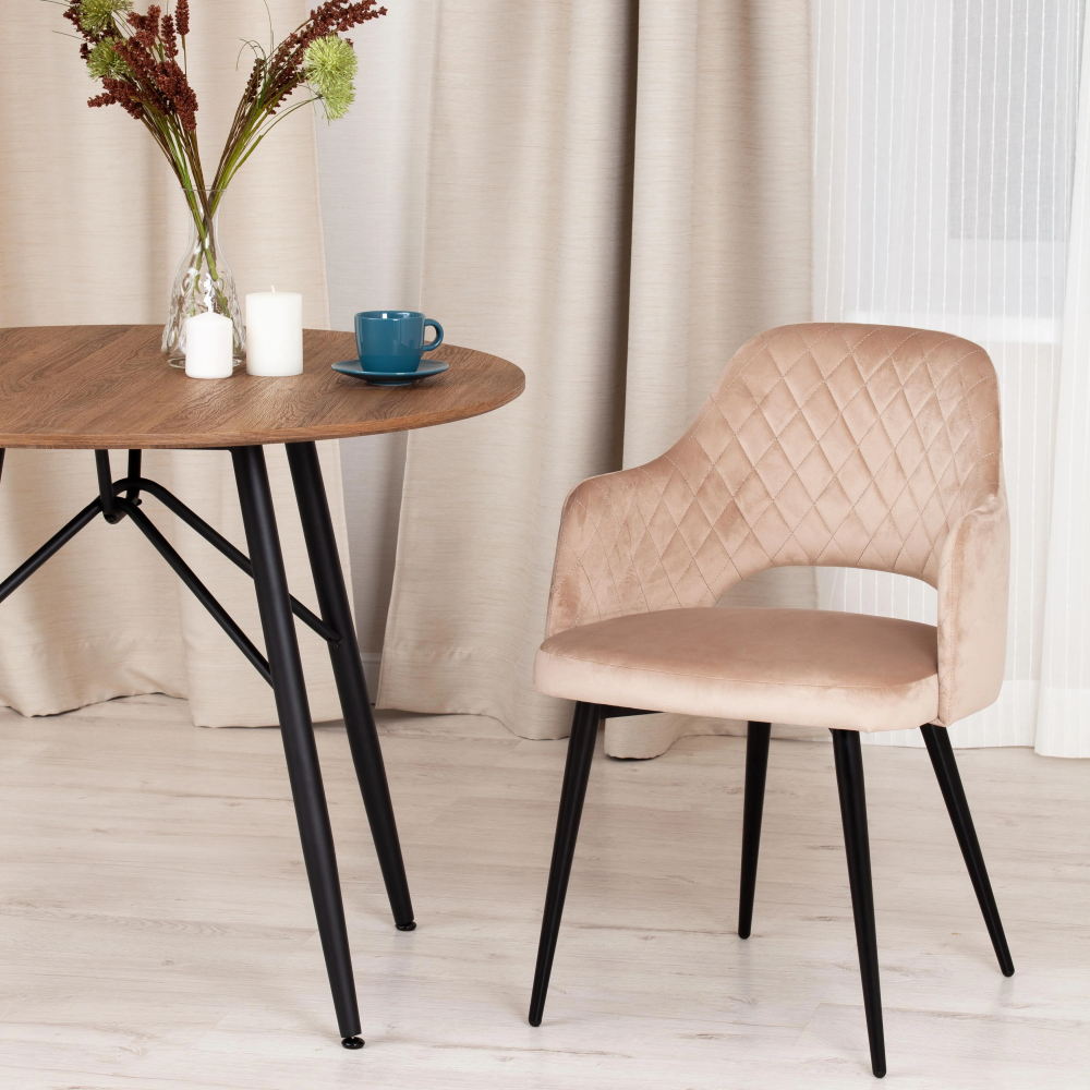 Кресло VALKYRIA (mod. 711) - ткань/металл, 55х55х80 см, высота до сиденья 48 см, бежевый barkhat 5/черный