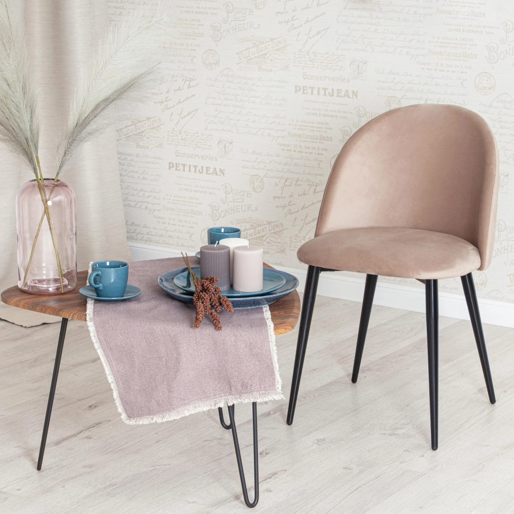 Стул MONRO (mod. 710) - ткань/металл, бежевый barkhat 5/черный, 55х51х78 см, высота до сиденья 47 см