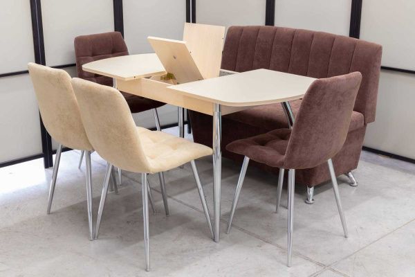 Диван, стол, 4 стула хром (серия Альт ассорти) Диван, стол, 4 стула хром (серия Альт ассорти) - Кухонные наборыССС