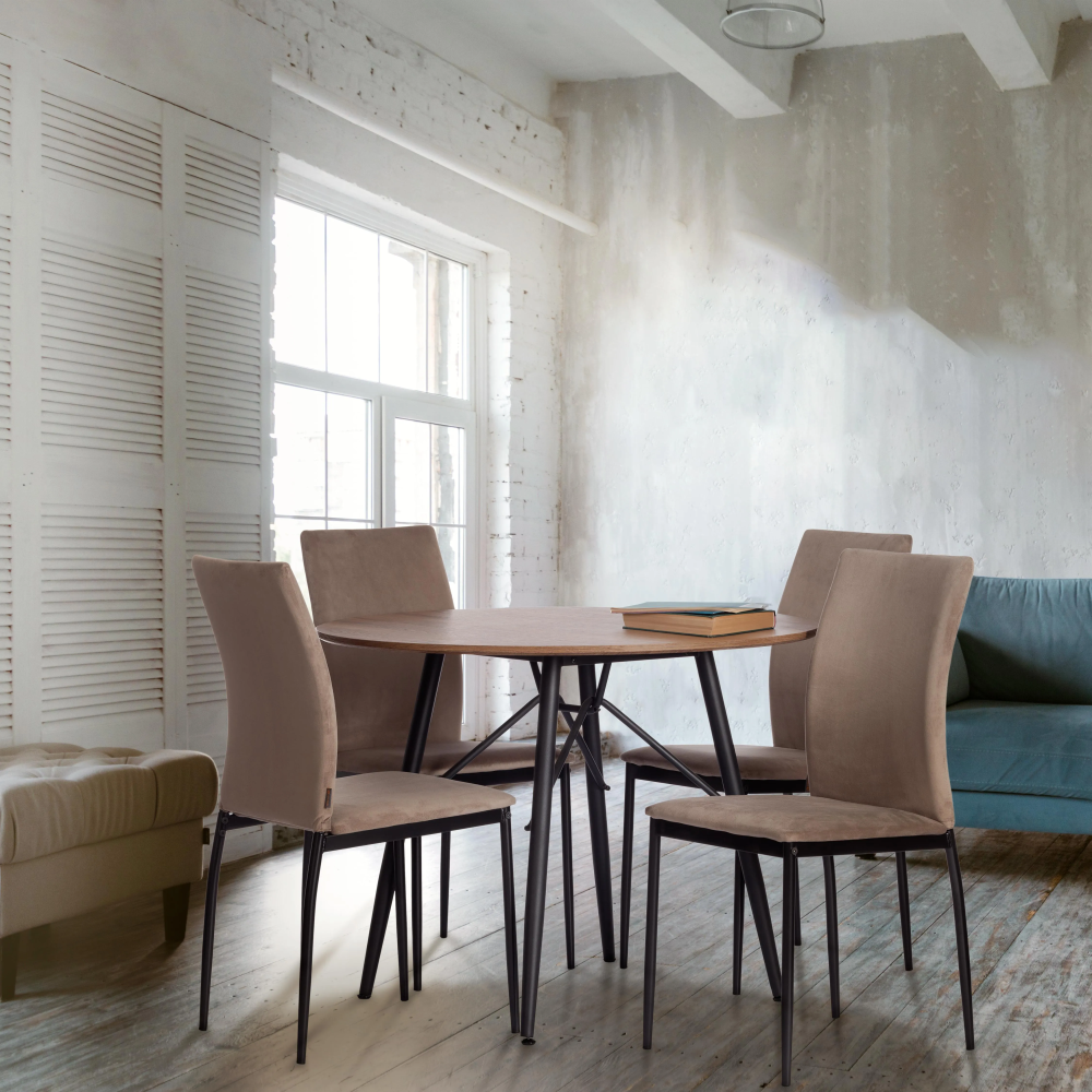 Стул CAPRI (mod. BC565-DC) - металл, флок, 43 х 53 х 92 см, Beige (бежевый) HLR8 / черный