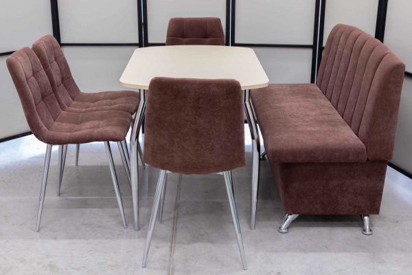 Диван, стол, 4 стула хром (серия Альт шоколад) Диван, стол, 4 стула хром (серия Альт шоколад) - Кухонные наборыССС