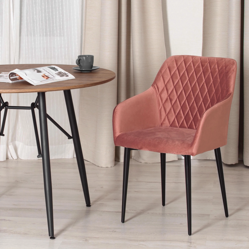 Кресло BREMO (mod. 708) - ткань/металл, 58х55х83 см, высота до сиденья 48 см, коралловый barkhat 15 /черный