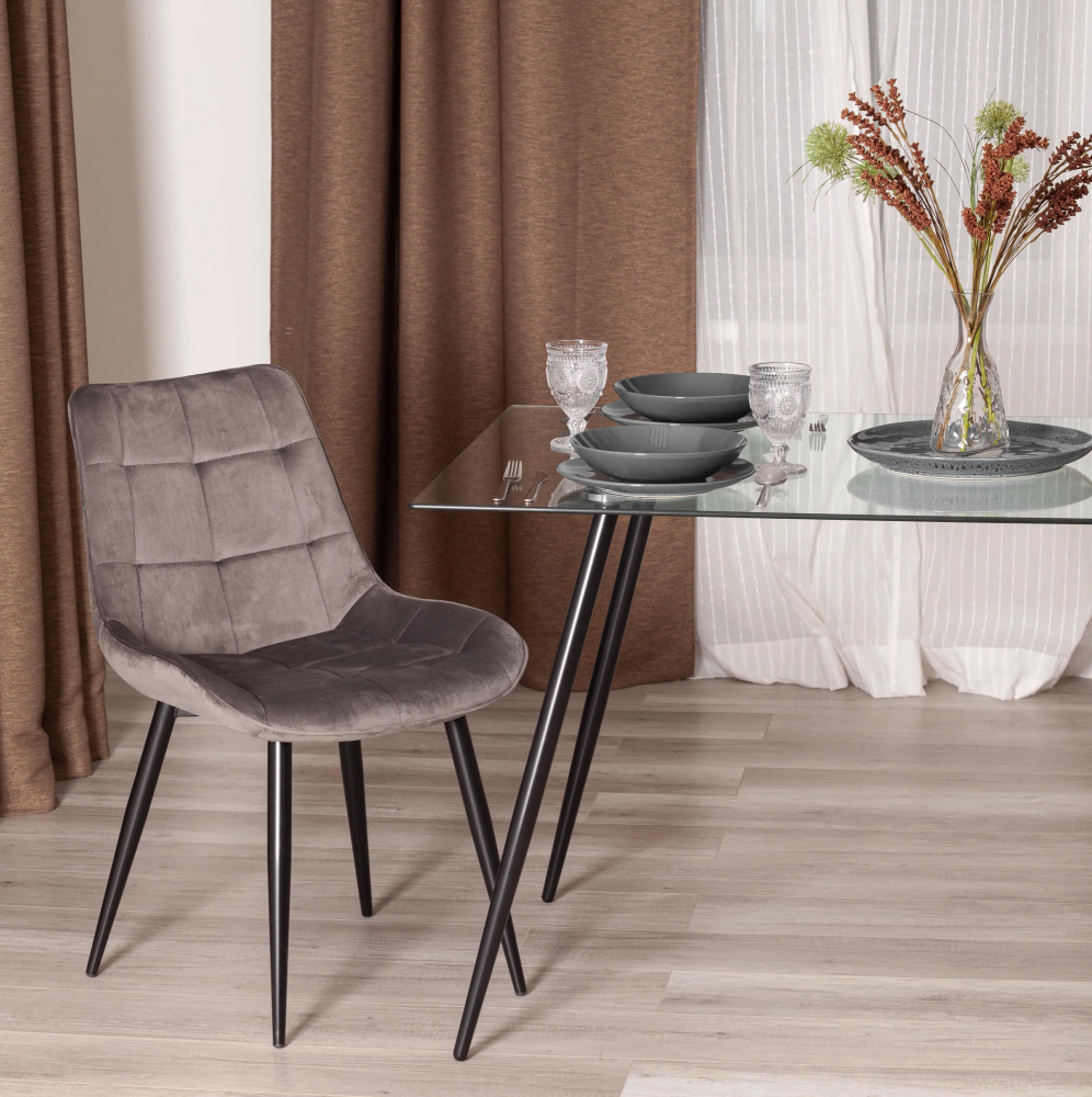 Стул ABRUZZO ( mod. 8060 ) - металл/велюр, 54 х 62 х 83 см, светло-серый (HLR 24)/черный