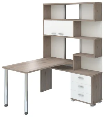 Компьютерный стол СР-420-130 - корпус нельсон, фасады белый жемчуг, столешница нельсон