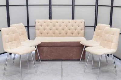 Диван, 4 стула (серия Монро бежевый) Диван, 4 стула (серия Монро бежевый) - Кухонные диваны