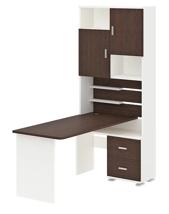 Компьютерный стол СР-720-160 - корпус белый жемчуг, фасады венге, столешница венге Компьютерный стол СР-720-160 - корпус белый жемчуг, фасады венге, столешница венге