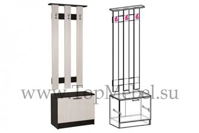 Вешалка с тумбой малая Машенька венге/дуб молочный Вешалка с тумбой малая Машенька венге/дуб молочный - Малогабаритные прихожие