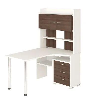 Компьютерный стол СР-133-140 - корпус белый жемчуг, фасады шамони