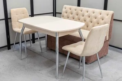 Диван, стол, 2 стула (серия Монро бежевый) Диван, стол, 2 стула (серия Монро бежевый) - Кухонные наборы