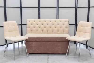 Диван, 2 стула (серия Монро бежевый) Диван, 2 стула (серия Монро бежевый) - Кухонные диваны