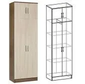 Шкаф 2-х створчатый комбинированный Прихожая "Машенька" (Ясень шимо темный/ясень шимо светлый)