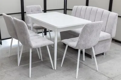 Диван, стол, 4 стула (серия Альт светло-серый) Диван, стол, 4 стула (серия Альт светло-серый) - Кухонные наборы