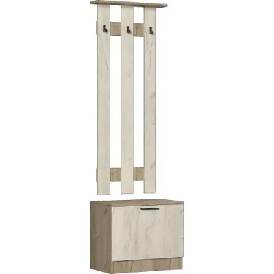 Вешалка с тумбой малая Машенька (Серый крафт / Белый крафт) - Вешалки настенные