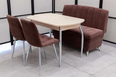 Диван, стол, 2 стула хром (серия Альт шоколад) Диван, стол, 2 стула хром (серия Альт шоколад) - Кухонные наборы