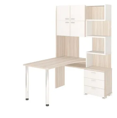 Компьютерный стол СР-500М-140 - корпус карамель, фасады белый жемчуг, столешница карамель