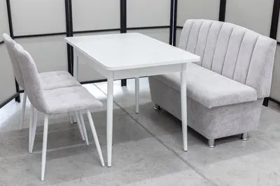 Диван, стол, 2 стула (серия Альт светло-серый) Диван, стол, 2 стула (серия Альт светло-серый) - Кухонные наборы