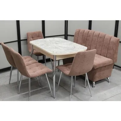 Обеденная группа Альт (диван Альт мокка, стол Милт и 4 стула Тетра) Обеденная группа Альт (диван Альт мокка, стол Милт и 4 стула Тетра) - Кухонные наборы