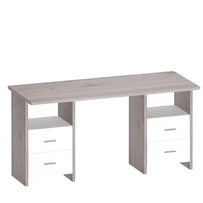 Стол СКЛ-Прям150 (две тумбы) - нельсон - белый жемчуг