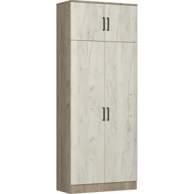 Шкаф 2-створчатый Машенька (Серый крафт / Белый крафт) - Недорогие шкафы в прихожую