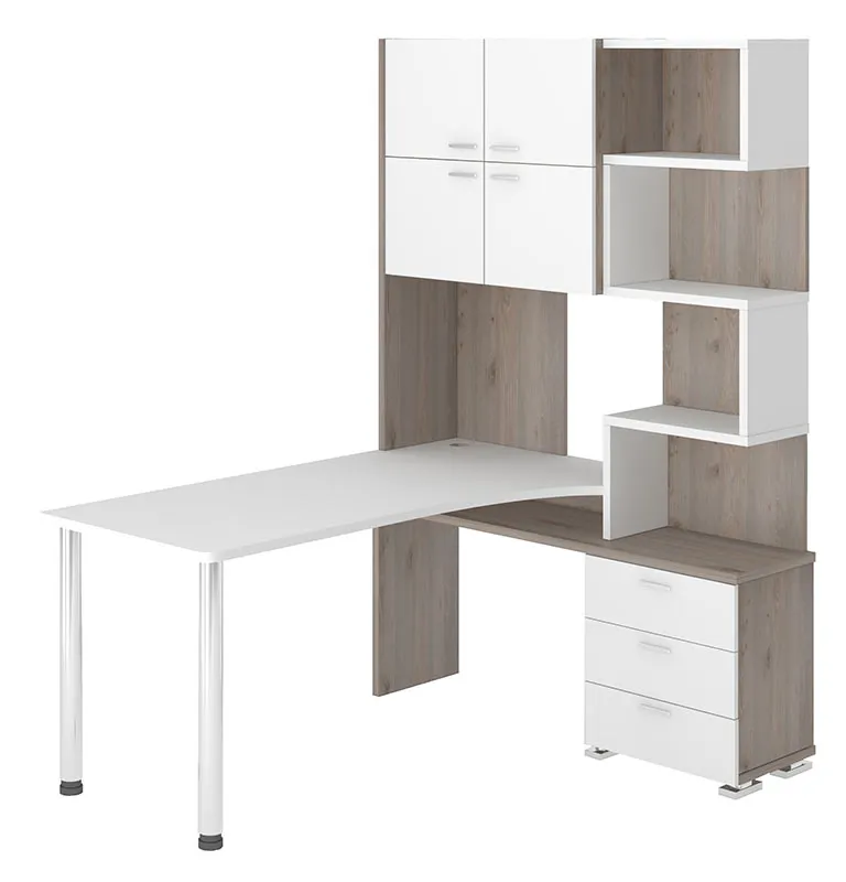 Компьютерный стол СР-500М-160 - корпус нельсон, фасады белый жемчуг, столешница белый жемчуг Компьютерный стол СР-500М-160 - корпус нельсон, фасады белый жемчуг, столешница белый жемчуг