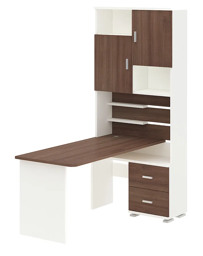 Компьютерный стол СР-720-160 - корпус белый жемчуг, фасады шамони, столешница шамони Компьютерный стол СР-720-160 - корпус белый жемчуг, фасады шамони, столешница шамони