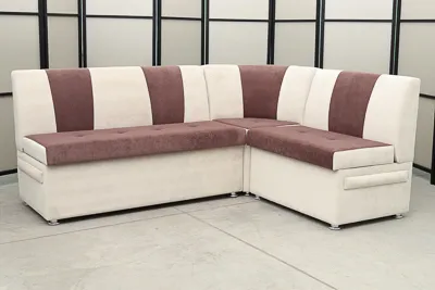 Кухонный угловой диван Толедо (флок) с переменным углом и ящиками - Кухонные диваны