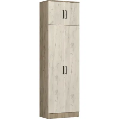 Шкаф 2-створчатый комбинированный Машенька (Серый крафт / Белый крафт) - Недорогие шкафы в прихожую